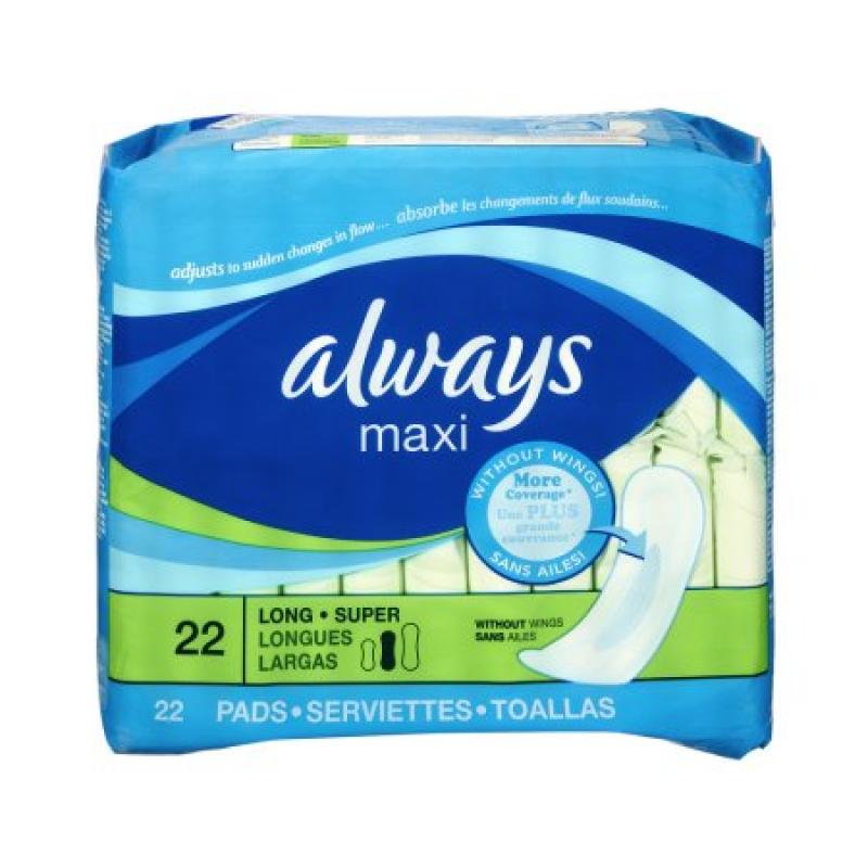 Always Maxi without Wings Long/Super Pads - 22 CT