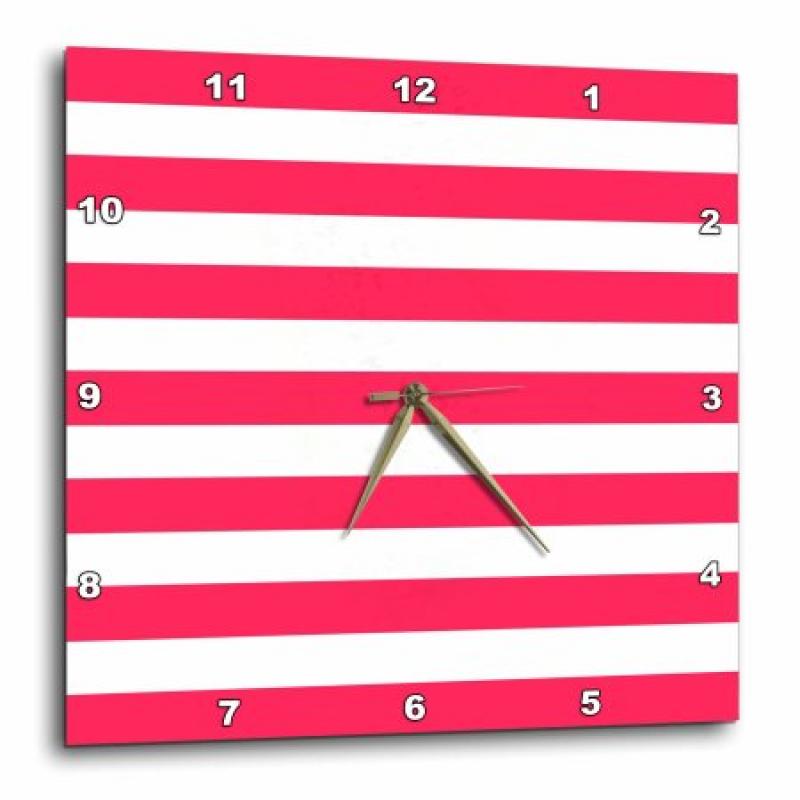 3dRose Red and White Stripes Candy Cane style or Barbershop pole style, Wall Clock, 13 by 13-inch