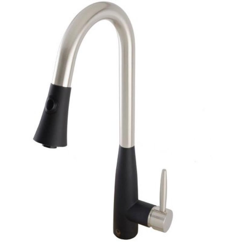 VIGO Milburn Stainless Steel and Matte Black Pull-Down Spray Kitchen Faucet
