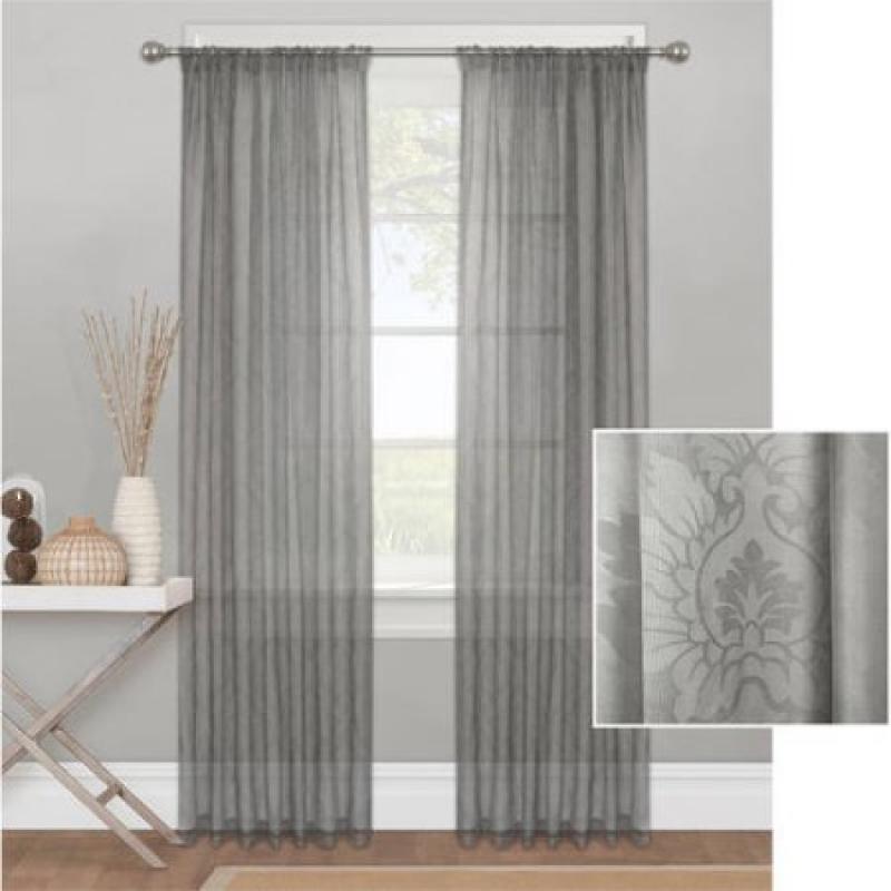 Mainstays Toile Textured Sheer Window Curtain Panel