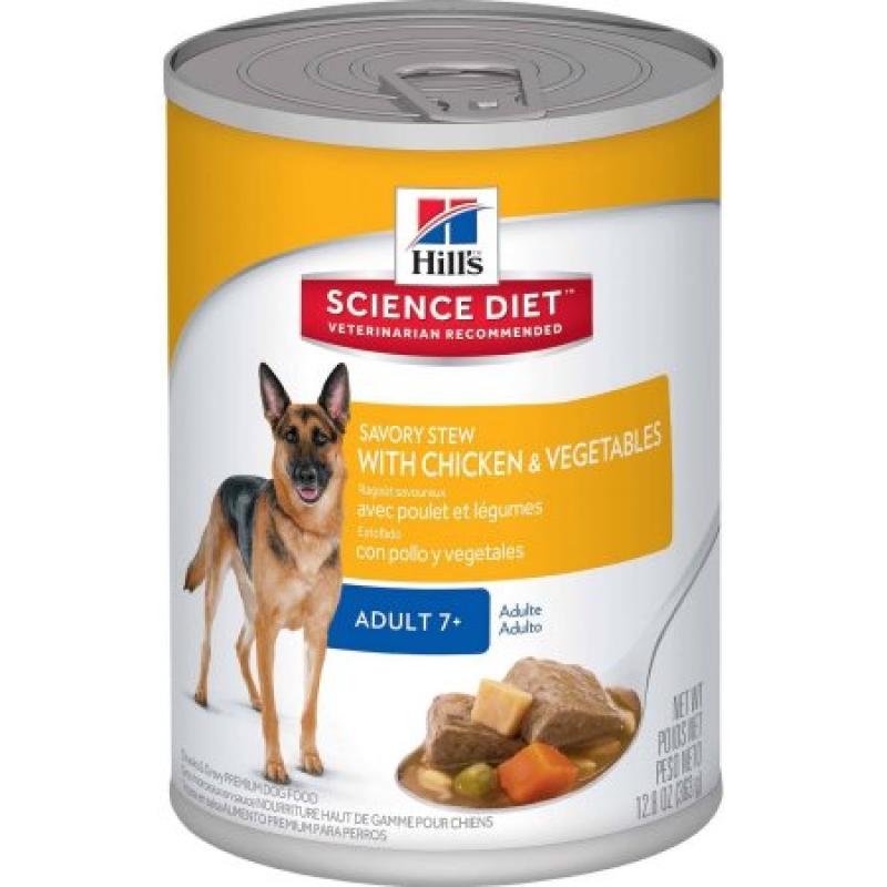 Hill&#039;s Science Diet Adult 7+ Savory Stew with Chicken & Vegetables Canned Dog Food, 12.8 oz, 12-pack