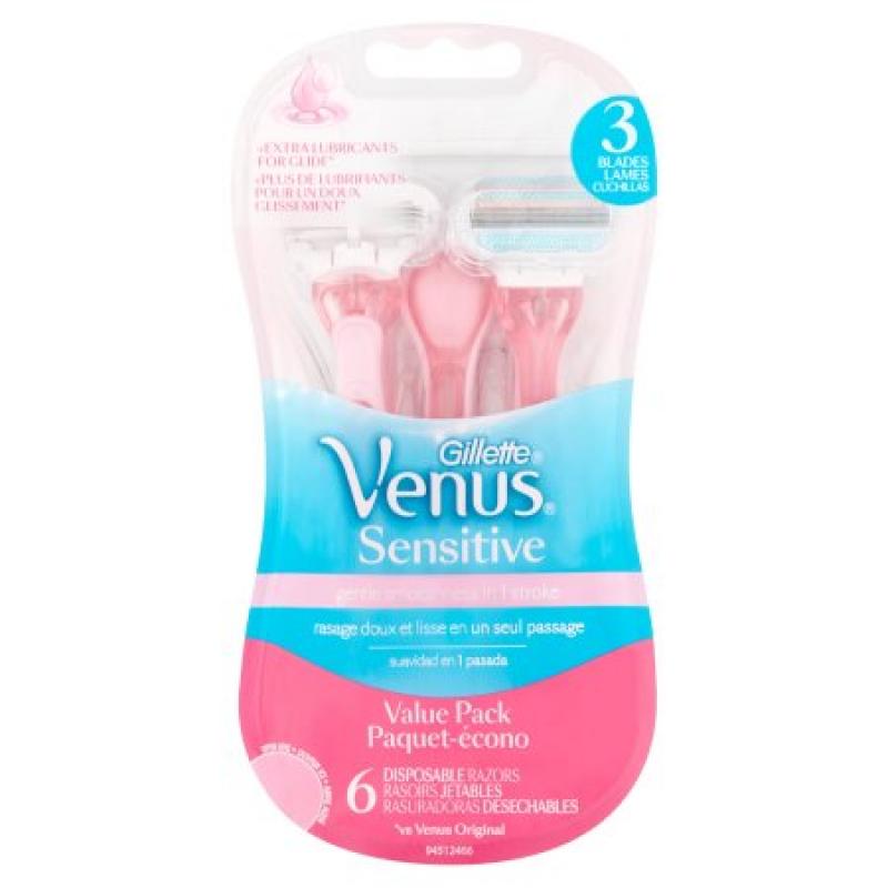 Gillette Venus Sensitive Skin Disposable Women&#039;s Razor - 6 Count
