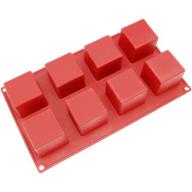 Freshware 8-Cavity Square Cube Silicone Mold for Ice, Muffin, Soap, Brownie, Cheesecake and Pudding, SL-133RD