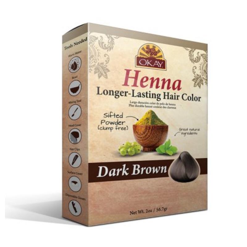 Okay Longer Lasting Henna Color, Dark Brown, 1.7 Oz