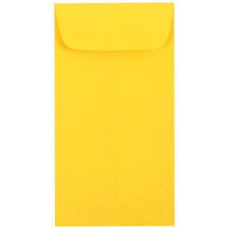 JAM Paper #7 3.5" x 6.5" Coin Envelopes, Brite Hue Yellow, 25-Pack