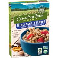 Cascadian Farm Organic Granola, French Vanilla Almond Cereal, 13 oz