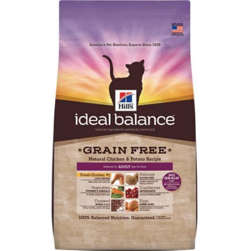 Hill&#039;s Ideal Balance Adult Grain Free Natural Chicken & Potato Recipe Dry Cat Food, 6 lb bag