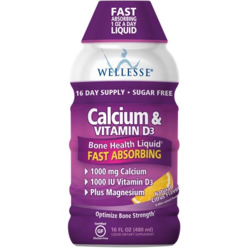 Wellesse Calcium & D3 Liquid Supplement, Citrus Flavor, 16 oz