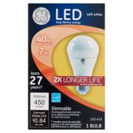 GE LED 7W 450 Lumens A19 Soft White Bulb
