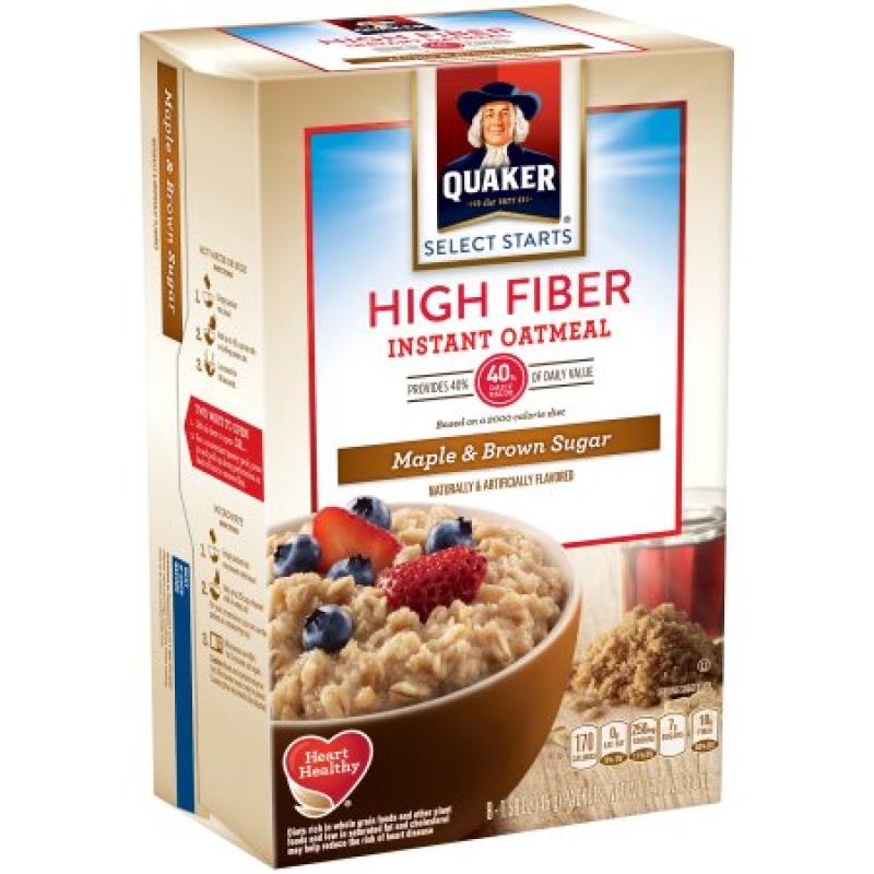 Quaker® Select Starts High Fiber Maple & Brown Sugar Instant Oatmeal 8-1.58 oz. Packets