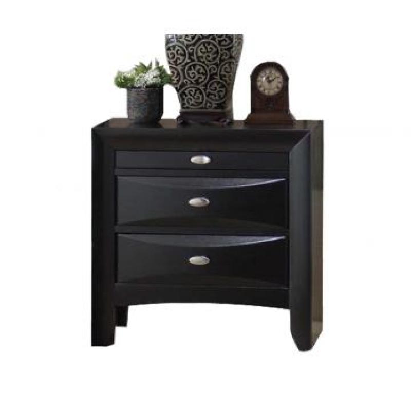 Acme Ireland 3-Drawer Nightstand in Black with Pull-out Tray 04163