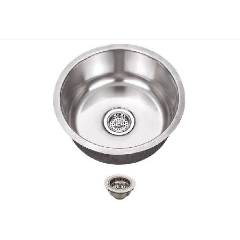 Magnus Sinks 17-1/8" x 17-1/8" 18 Gauge Stainless Steel Single Bowl Round Bar Sink with Drain Assembly