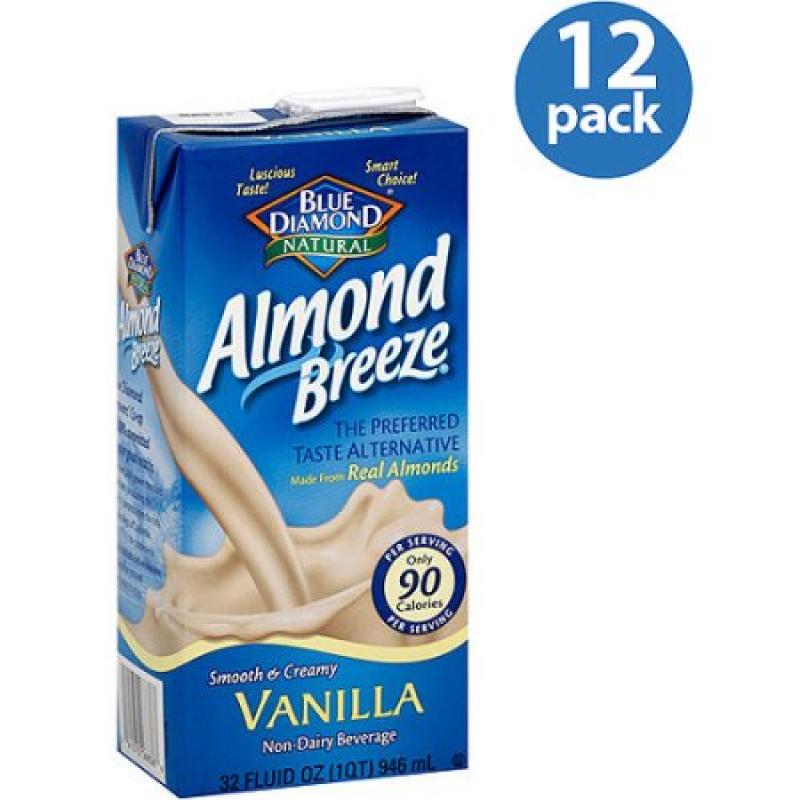 Blue Diamond Almond Breeze Vanilla Almondmilk, 32 fl oz, (Pack of 12)