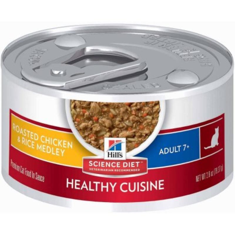 Hill&#039;s Science Diet Adult 7+ Healthy Cuisine Roasted Chicken & Rice Medley Canned Cat Food, 2.8 oz, 24-pack