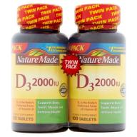 Nature Made D3 2000IU Twin Pack 200 Tablets