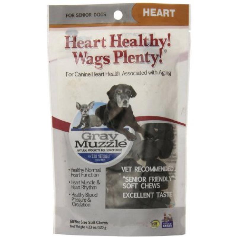 Ark Naturals Gray Muzzle Senior Dog Supplements Heart Healthy! Wags Plenty! Bite Size Soft Chews, 60-Count