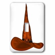 3dRose Orange Shiny Halloween Witches Hat With Stars and A Pumpkin, Single Toggle Switch