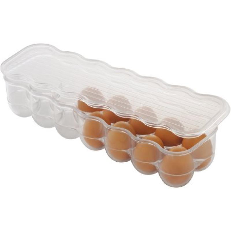 InterDesign Refrigerator Storage Organizer for Kitchen, Covered Egg Holder, 14 Eggs, Clear
