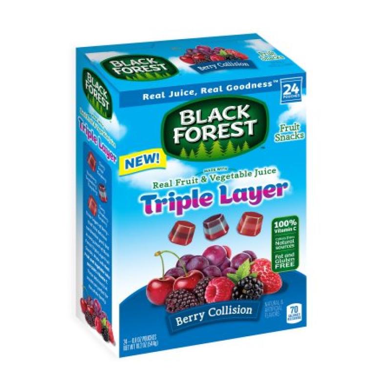 Black Forest Triple Layer Fruit Snacks, Berry Collision, 0.8 Oz, 24 Ct
