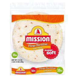 Mission Soft Taco Flour Tortillas, 17.5 Oz, 10 Count