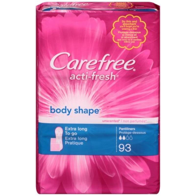 Carefree Acti-Fresh Body Shaped Panty Liners Unscented Extra Long - 93 Count