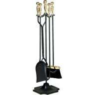 Uniflame 5-Piece Fireplace Toolset, Polished Brass and Black Finish