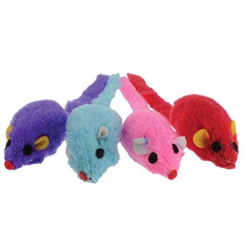Penn Plax CAT501 2.5" Suede Mouse, Assorted Colors, 4-Pack