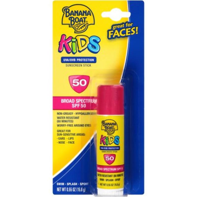 Banana Boat Kids Faces Sunscreen Stick Broad Spectrum SPF 50 - 0.55 Ounces
