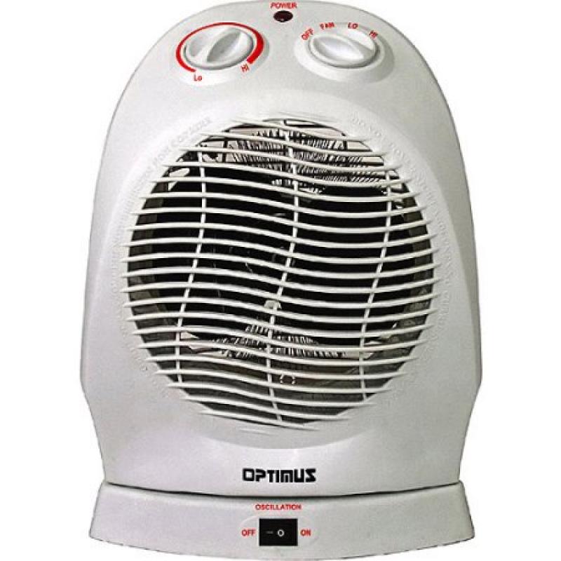 Optimus Electric Portable 2-Speed Oscillating Fan Heater with Thermostat, HEOP1382