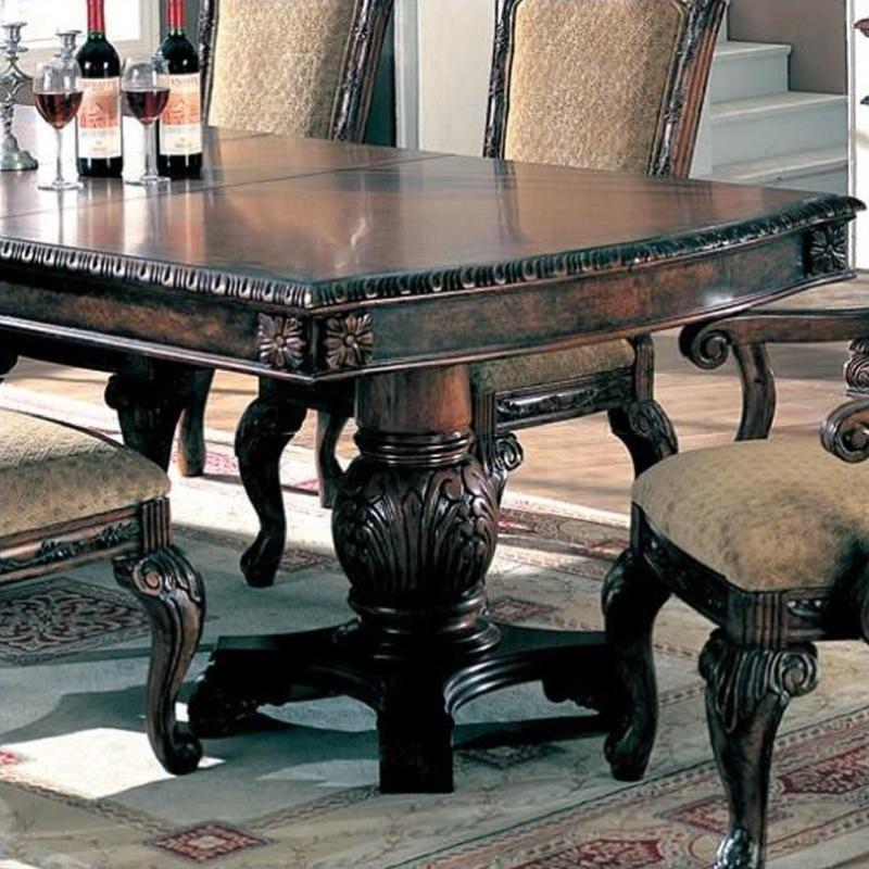 Coaster Saint Charles Formal Double Pedestal Dining Table Set 7pcs Dining Room Set Arm And Side Chairs Oak / Ash