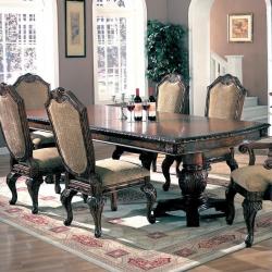Coaster Saint Charles Formal Double Pedestal Dining Table Set 7pcs Dining Room Set Arm And Side Chairs Oak / Ash