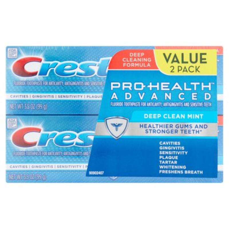 Crest Pro Health Advanced Deep Clean Mint Flouride Toothpaste, 3.5 oz, 2 pack