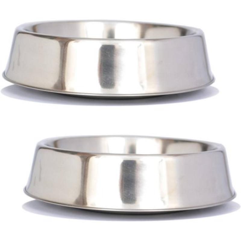 2-Pack Anti Ant Stainless Steel Non Skid Pet Bowl For Dog or Cat, 8 Oz, 1 Cup