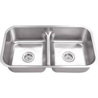 Magnus Sinks 32-3/8" x 18-1/8" 18 Gauge Stainless Steel Double Bowl Kitchen Sink