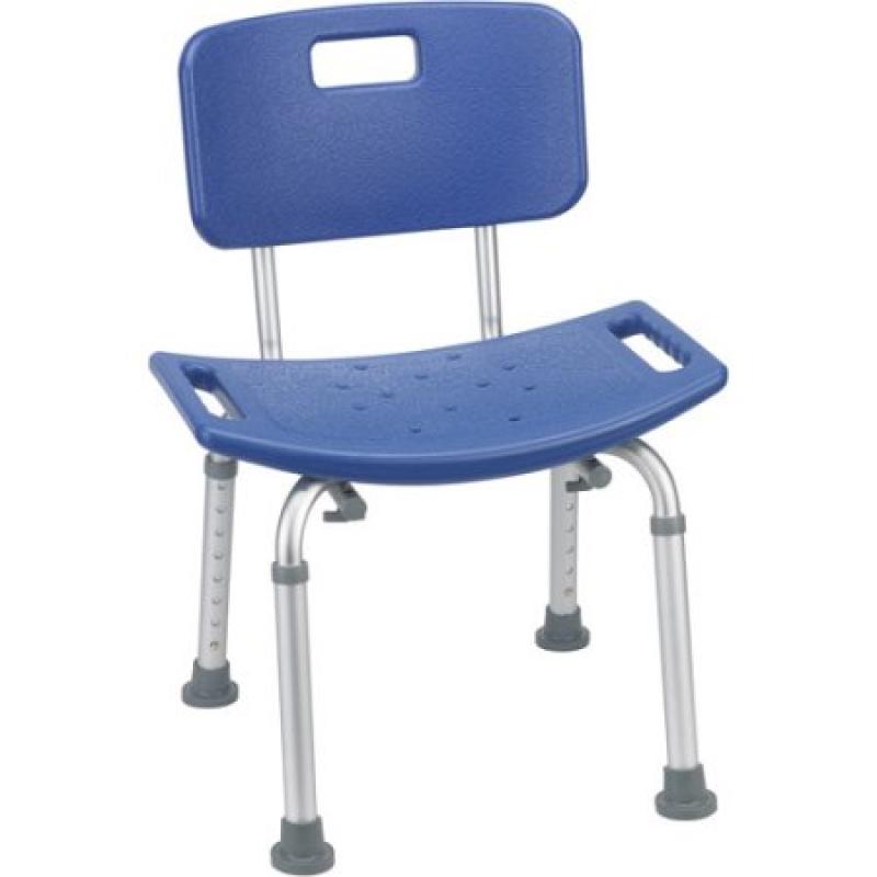 Drive Medical Bathroom Safety Shower Tub Bench Chair with Back, Blue
