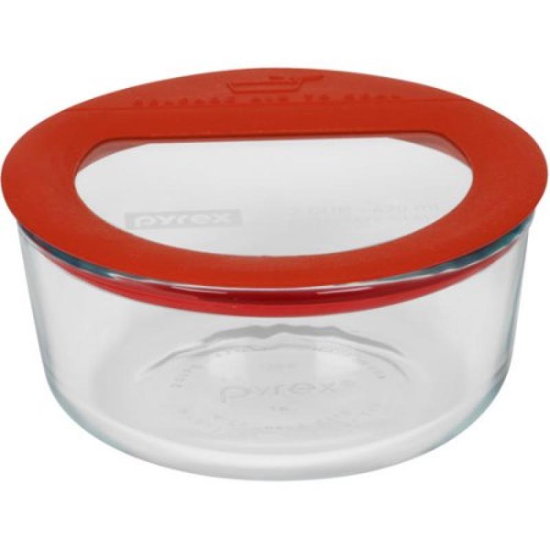 Pyrex No-Leak Glass 2-Cup Round Food Storage Container
