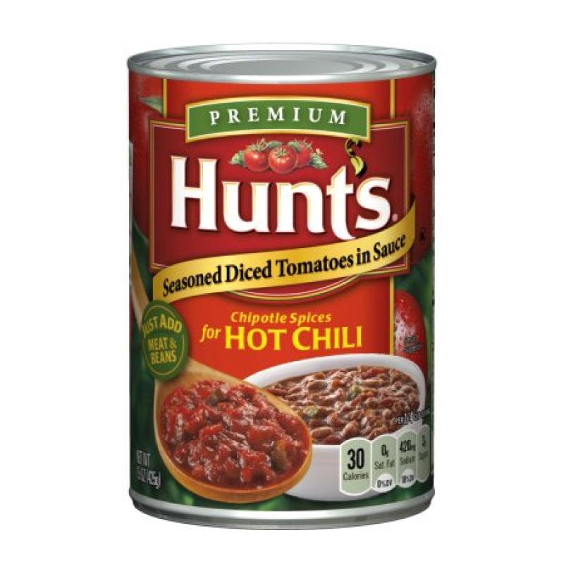 Hunt&#039;s Seasoned Diced Tomatoes in Sauce with Chipotle Spices for Hot Chili, 15 oz