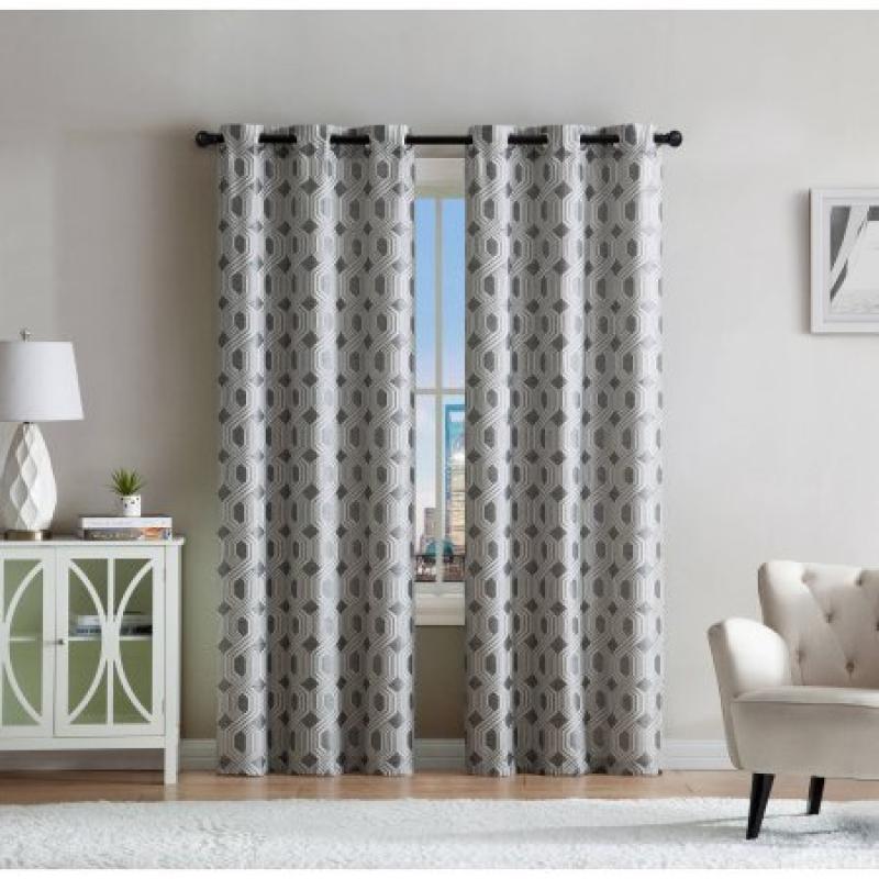 VCNY Home Geometric Jacquard Eli Grommet Top Window Curtains, Set of 2, Multiple Sizes and Colors Available