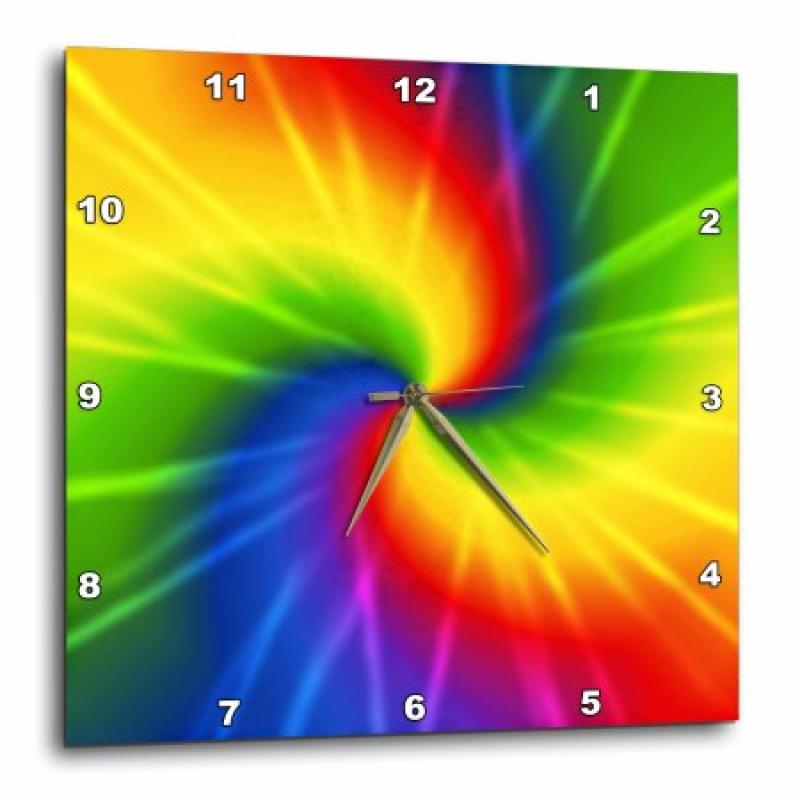 3dRose Rainbow Tie Dye Colorful art, Wall Clock, 13 by 13-inch