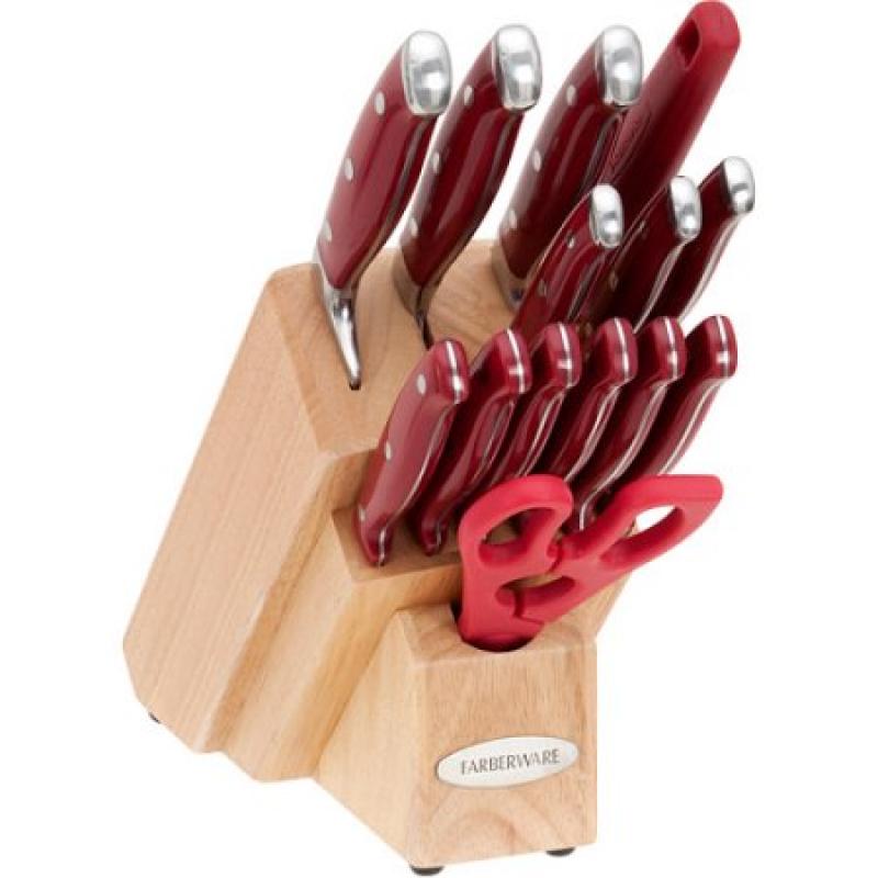 Farberware 15-Piece Forged Cutlery Set, Red