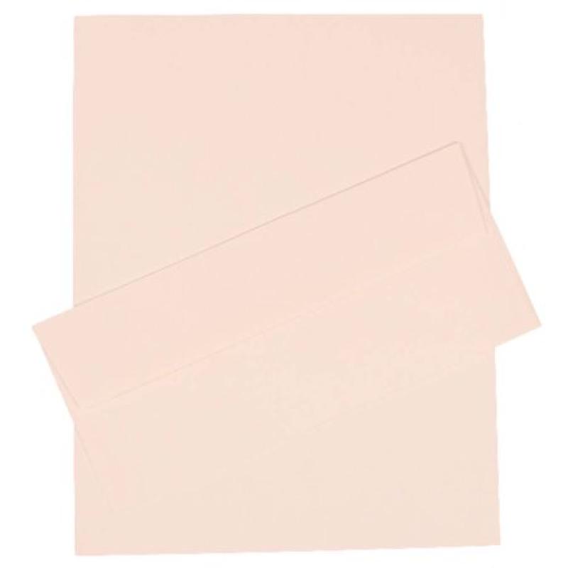 JAM Paper Business Stationery Set, #10 Envelopes, 4 1/8 x 9 1/2, Strathmore Bright White Pinstripe, 100/pack