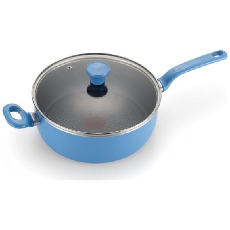 T-fal, Excite Nonstick, C96933, Dishwasher Safe Cookware, 4.5 Quart Jumbo Cooker with Lid, Blue Turquoise