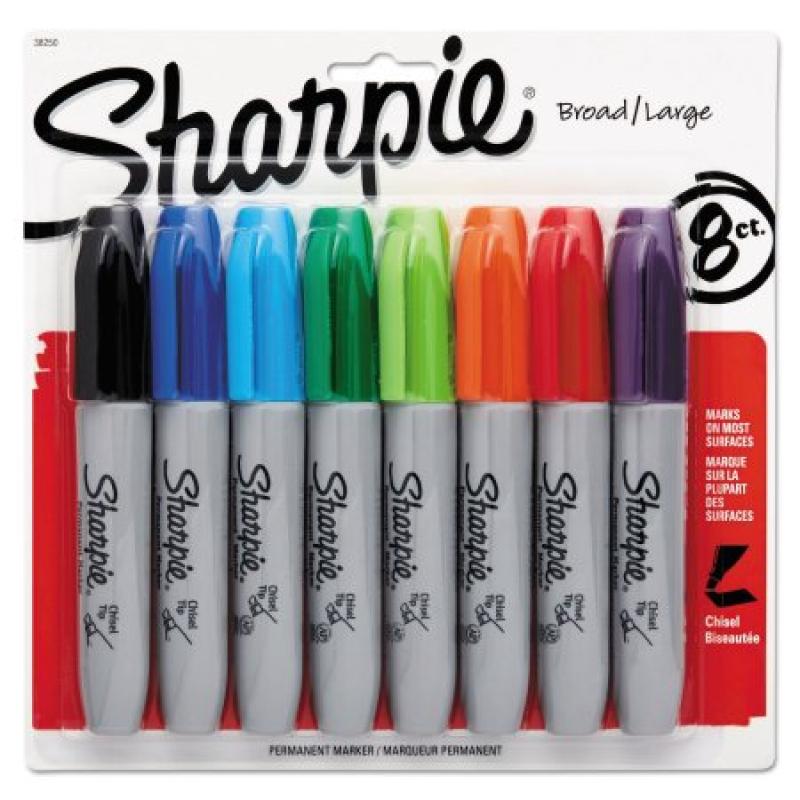 Sharpie Permanent Markers, Chisel Tip, Assorted, 8 Pack