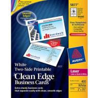 Avery Two-Side Printable Clean Edge Laser Business Cards 5877, 2 x 3 1/2, White, 10/Sheet, 400/Box