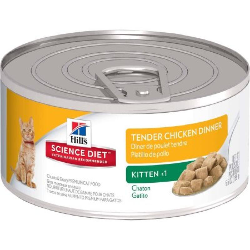 Hill&#039;s Science Diet Kitten Tender Chicken Dinner Chunks & Gravy Canned Cat Food, 5.5 oz, 24-pack
