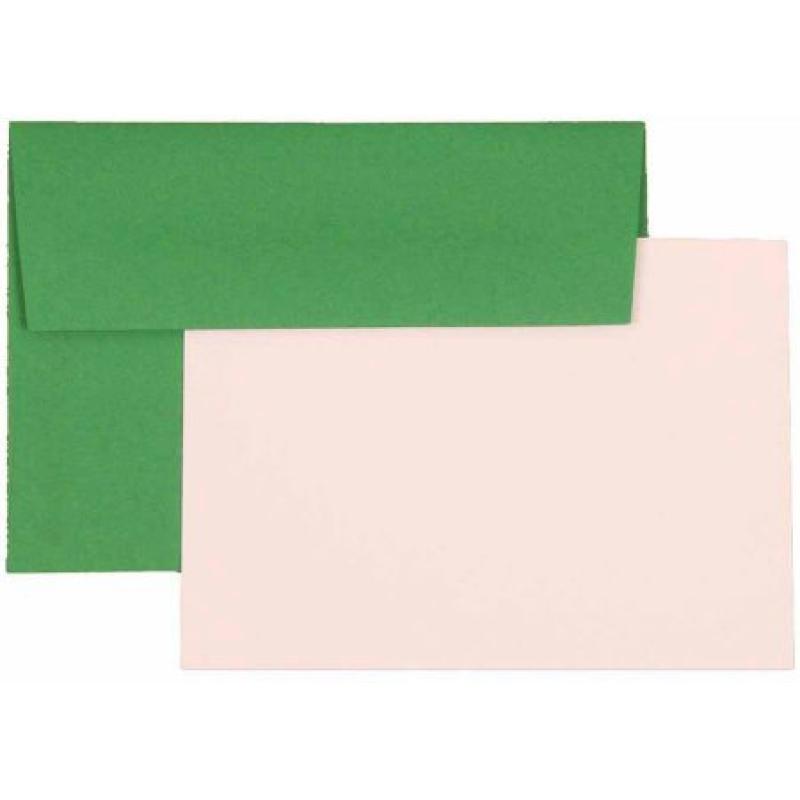 JAM Paper Recycled Personal Stationery Sets with Matching 4bar/A1 Envelopes, Green, 25-Pack