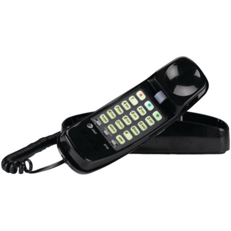 AT&T 210M Corded Trimline Phone with Lighted Keypad, Black
