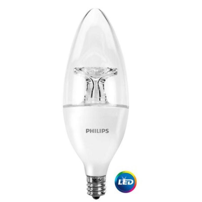 Philips LED Dimmable Decorative Light Bulb, B11, Soft White, 40 WE, Candelabra Base, 3 Ct