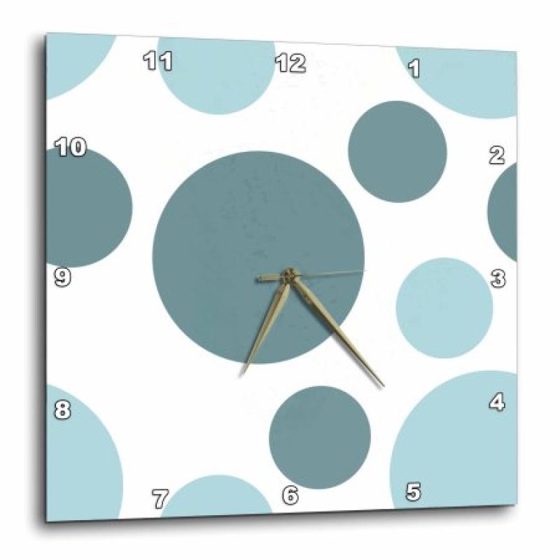 3dRose Teal Blue Dots, Wall Clock, 10 by 10-inch
