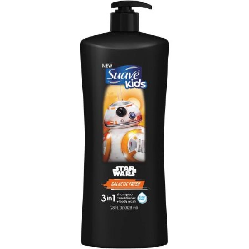 Suave Kids Star Wars BB-8 Galactic Fresh 3 in 1 Shampoo Conditioner and Body Wash, 28 oz